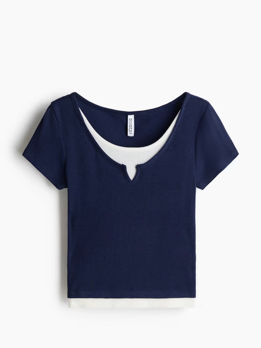 H&M Navy Ribbed Crop Top - Picture 2 of 3